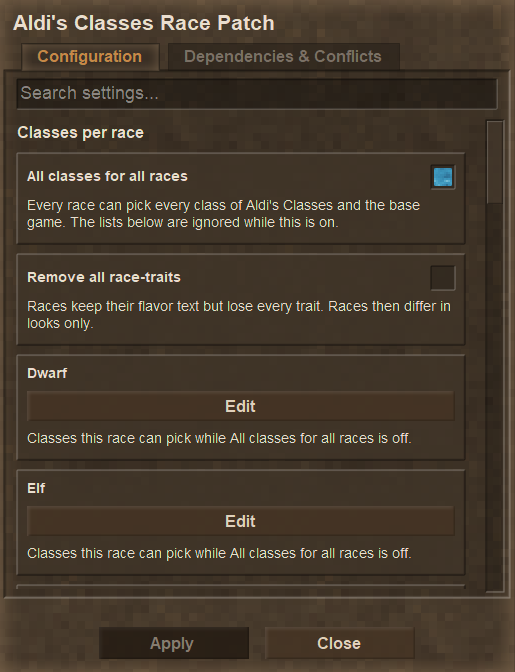 Aldi's Classes [Races PATCH] - Vintage Story Mod DB