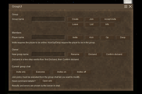 Group UI – Vintage Story Mod