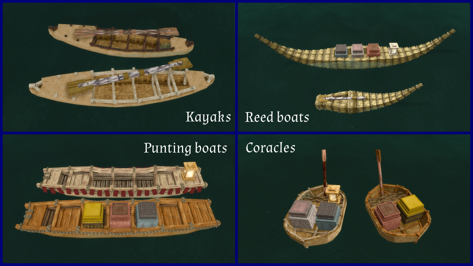 Exemples de petites embarcations ajoutées par Shipwright