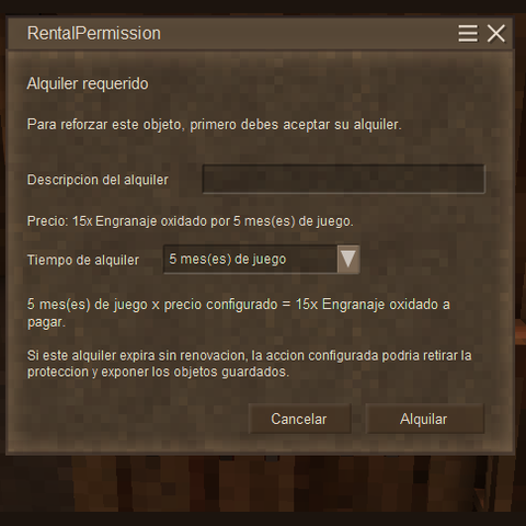 Rental Permission – Vintage Story Mod